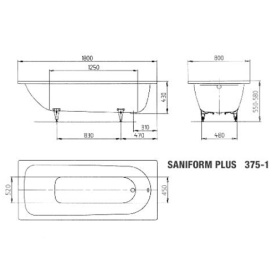 Ванна стальная Kaldewei Saniform Plus 180х80 прямоугольная Мод 375 в Астрахани 4