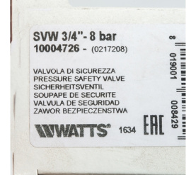 Предохранительный клапан вр 3/4 x 8 бар SVW 8 3/4 Watts 10004726(02.17.208) в Астрахани 6