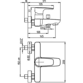 Смеситель PAINI Parallel 47CR111LMKM для ванны хром в Астрахани 1