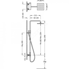 Душевая колонна Cezares PD-CAE-01-Cr с верхним и ручным душем для серий DOLCE и PEONIA в Астрахани 1