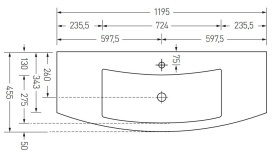 Раковина Акватон SEVIGLIA 120x12 (1195x455) FLOAT VIOLA MET в Астрахани 1