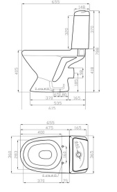 Унитаз-компакт Della Glance Plus DE811090008, горизонтальный выпуск, 2-реж смыв, с сиденьем дюропласт в Астрахани 2