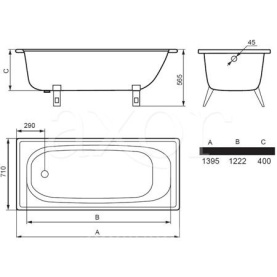 Ванна стальная Estap Classic-A 140x70 прямоугольная в Астрахани 2