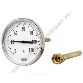 Термометр биметаллический осевой Дк63 L=60мм G1/2" 120C А5000 Wika 3901670 (36523009) в Астрахани 0