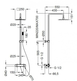 Душевая колонна Cezares MOLVENO-CD-T-01-Cr с девиатором в Астрахани 1