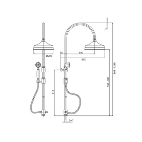 Душевая колонна Cezares ELITE-CAE-03/24-Bi с ручным и верхним душем для смесителя в Астрахани 1