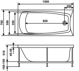 Ванна акриловая Vidima Сириус 160х70 см B155601, белая в Астрахани 3