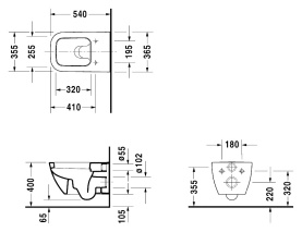 Унитаз подвесной Duravit Happy D.2 365x540 мм 2221090000, с вертикальным смывом, с креплением Durafix в Астрахани 2