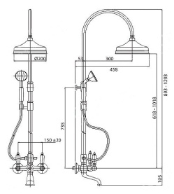 Душевая колонна Cezares FIRST-CVD-03/24-Bi со смесителем для ванны в Астрахани 1